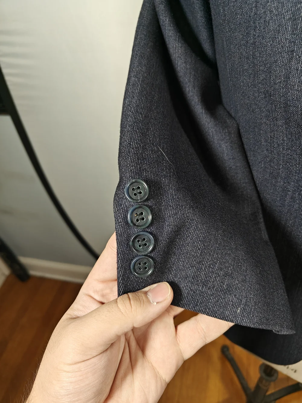 Vintage Cartier Grodins Mens 40R Dark Navy Pincord Textured Blazer Sport Coat